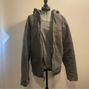 Carhartt Jacket Grey Sherpa Lined Canvas Men’s M